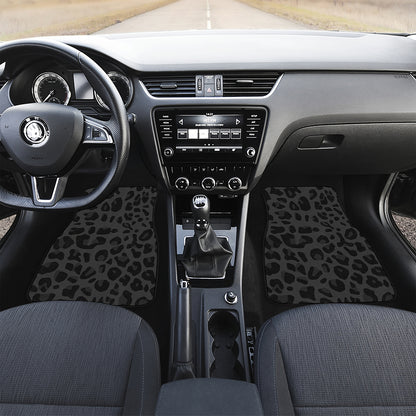 Black Leopard Print Front Car Floor Mats
