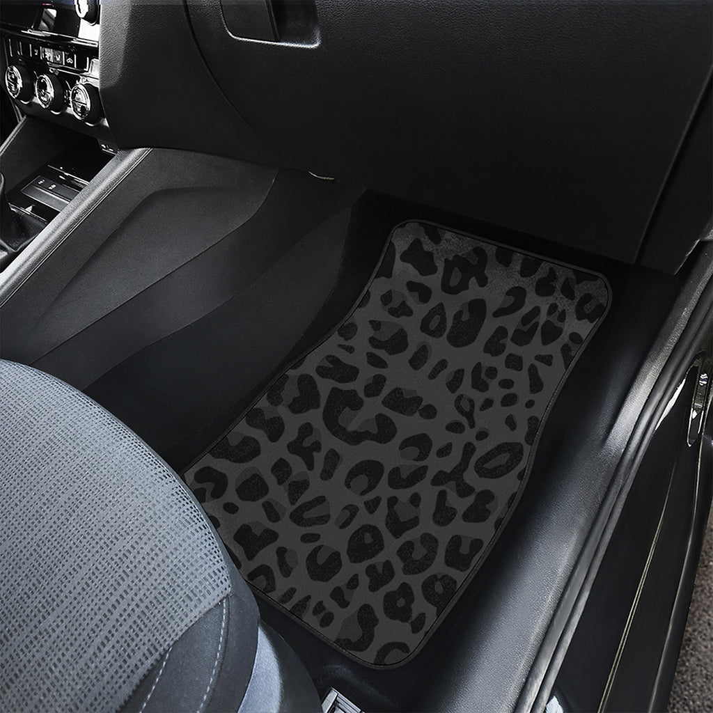 Black Leopard Print Front Car Floor Mats