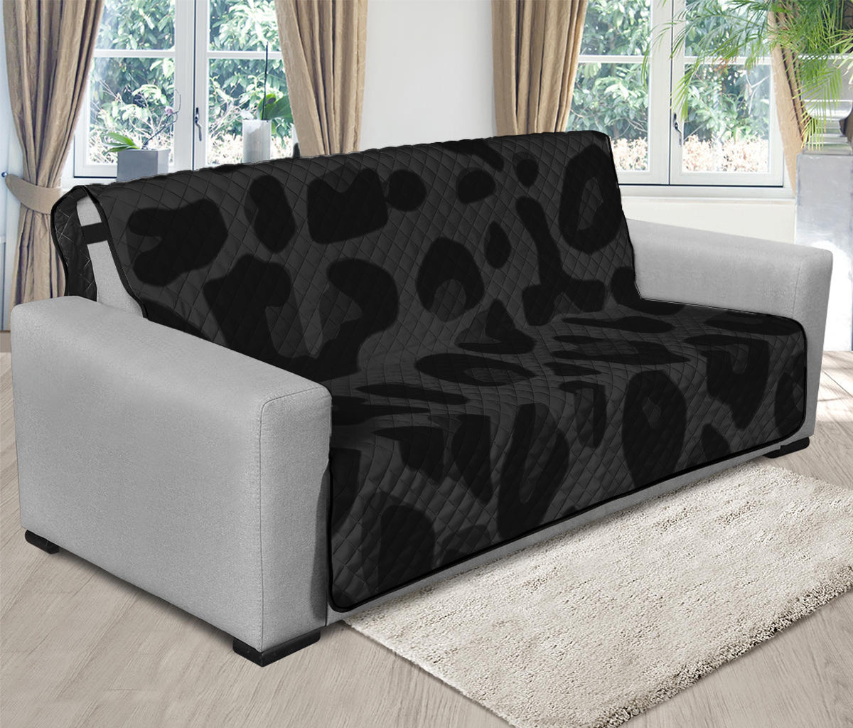 Black Leopard Print Futon Protector