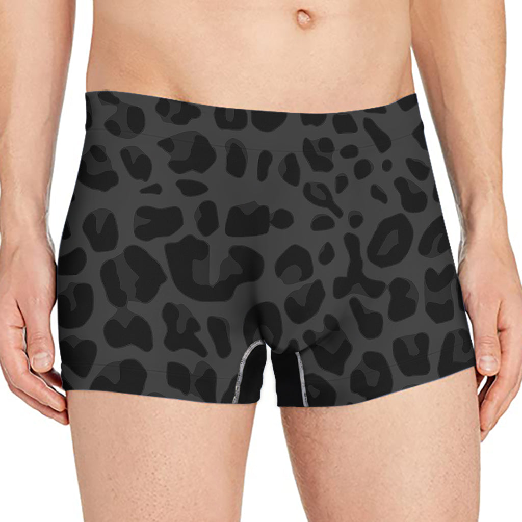 Black Leopard Print Men's Boxer Briefs