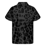 Black Leopard Print Men's Short Sleeve Shirt