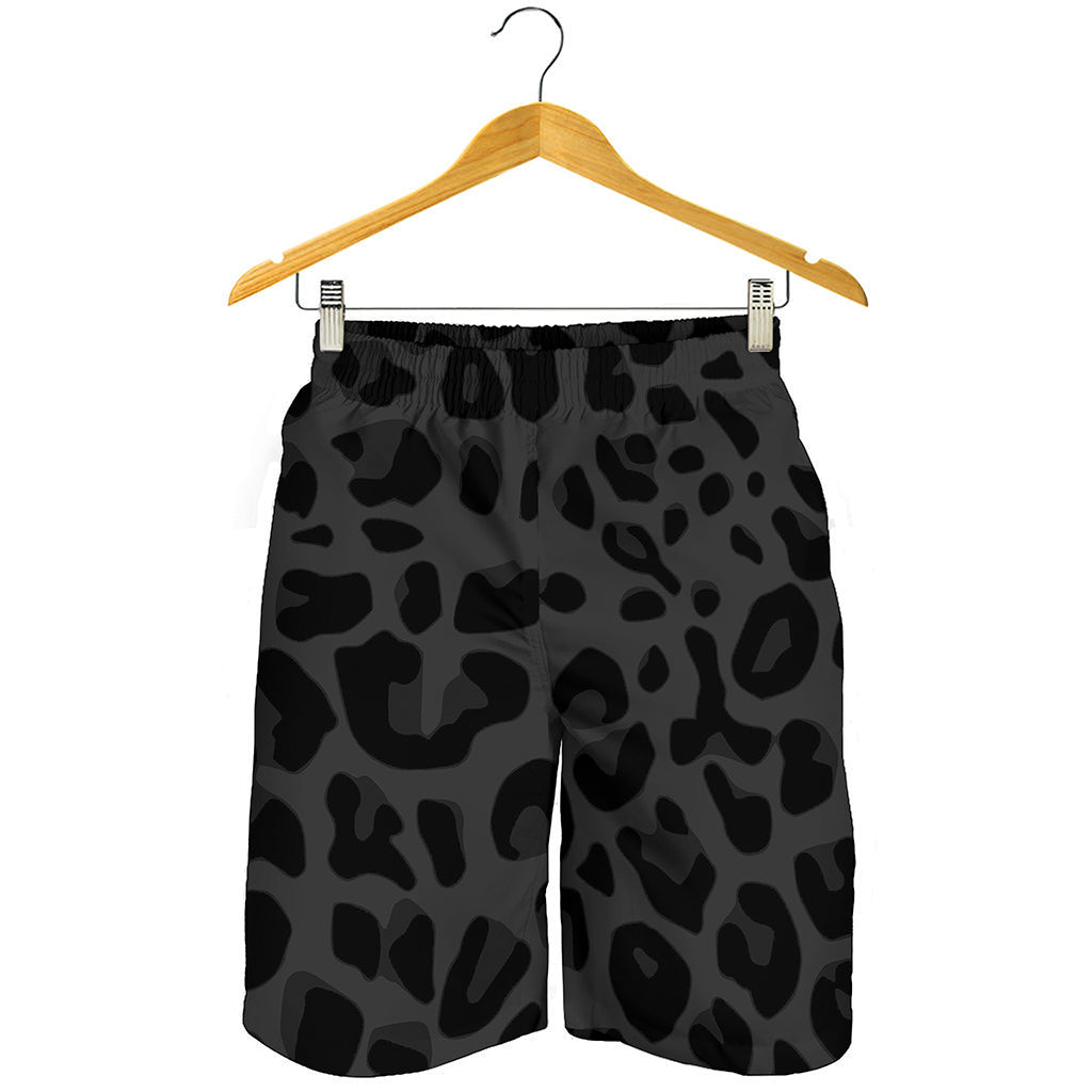 Black Leopard Print Men's Shorts