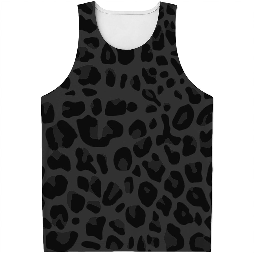Black Leopard Print Men's Tank Top