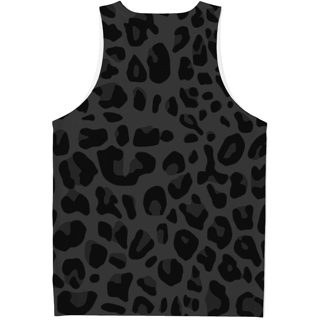Black Leopard Print Men's Tank Top