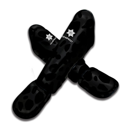Black Leopard Print Muay Thai Shin Guard