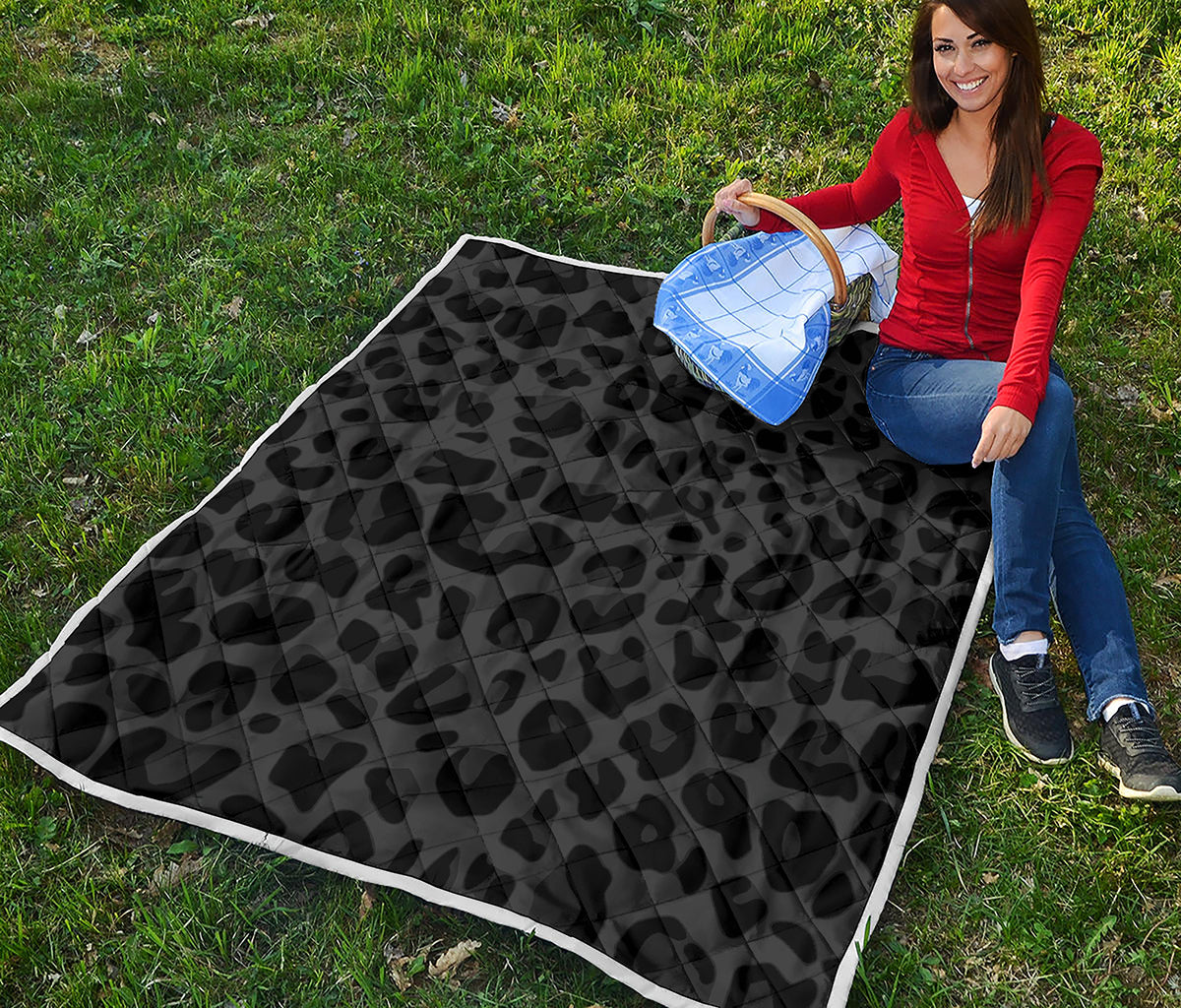 Black Leopard Print Quilt