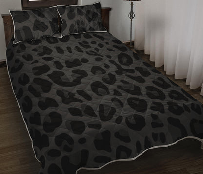 Black Leopard Print Quilt Bed Set