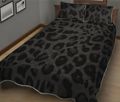 Black Leopard Print Quilt Bed Set