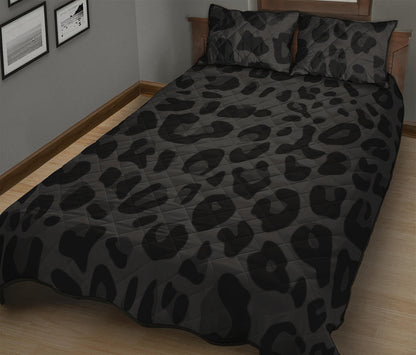 Black Leopard Print Quilt Bed Set
