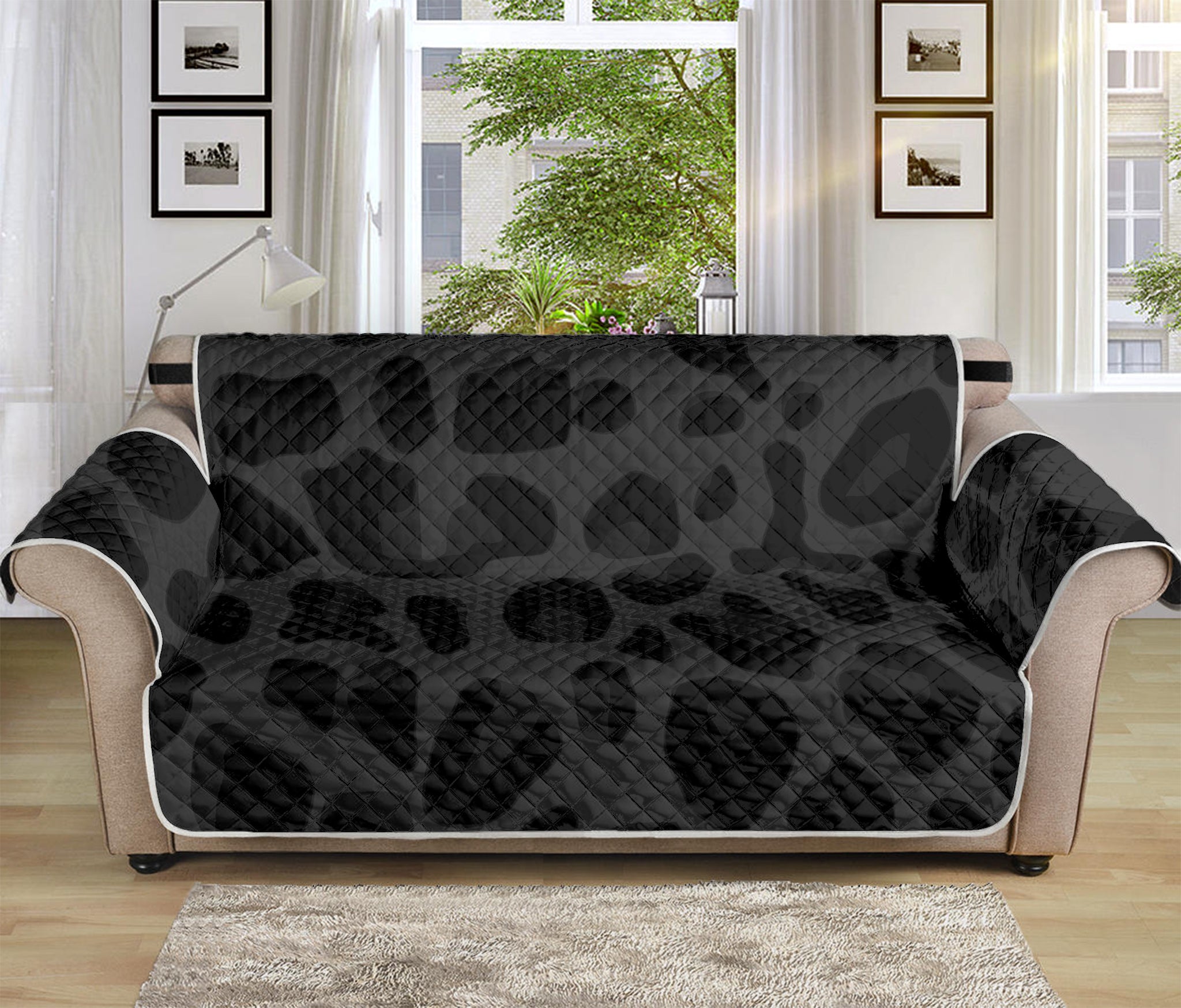 Black Leopard Print Sofa Protector