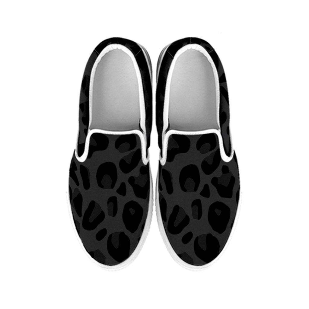 Black Leopard Print White Slip On Shoes