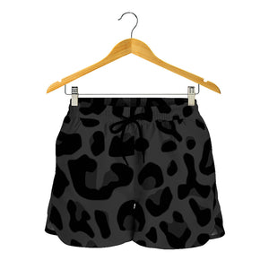 Black Leopard Print Women's Shorts