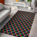 Black Mermaid Scales Pattern Print Floor Mat