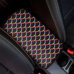 Black Mermaid Scales Pattern Print Car Center Console Cover