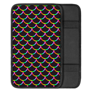 Black Mermaid Scales Pattern Print Car Center Console Cover