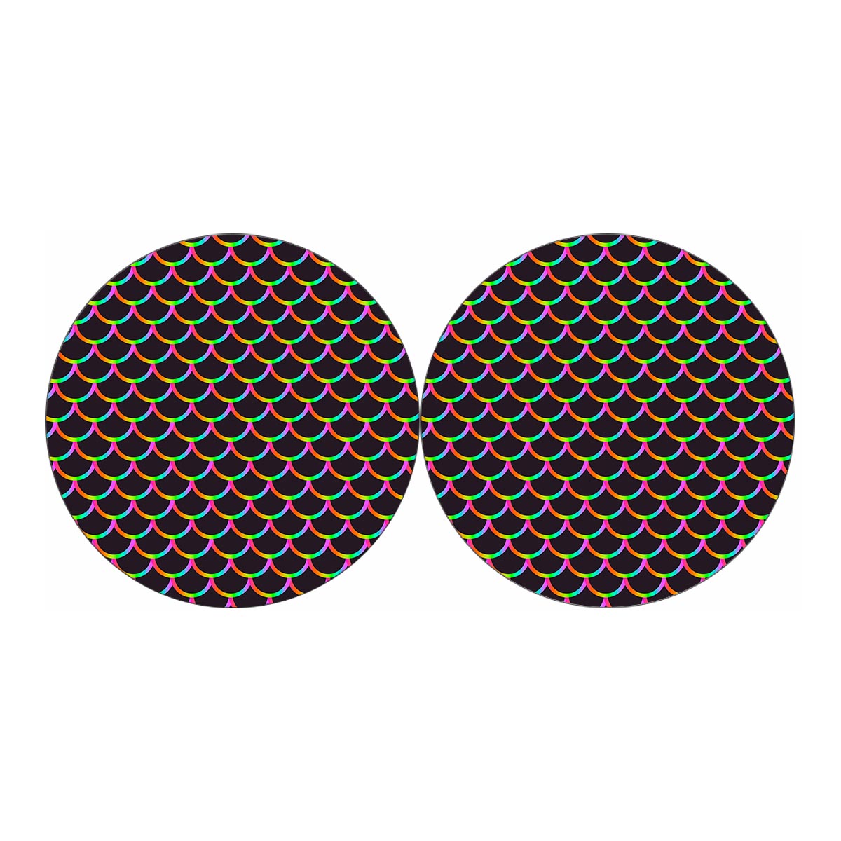 Black Mermaid Scales Pattern Print Car Coasters