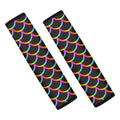 Black Mermaid Scales Pattern Print Car Seat Belt Covers