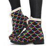 Black Mermaid Scales Pattern Print Comfy Boots GearFrost