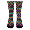Black Mermaid Scales Pattern Print Crew Socks