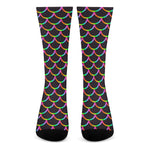 Black Mermaid Scales Pattern Print Crew Socks