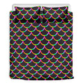 Black Mermaid Scales Pattern Print Duvet Cover Bedding Set