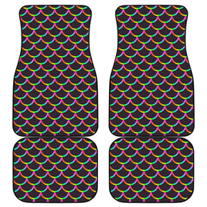 Black Mermaid Scales Pattern Print Front and Back Car Floor Mats