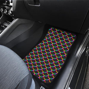 Black Mermaid Scales Pattern Print Front and Back Car Floor Mats