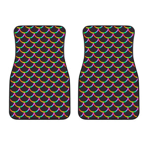 Black Mermaid Scales Pattern Print Front Car Floor Mats