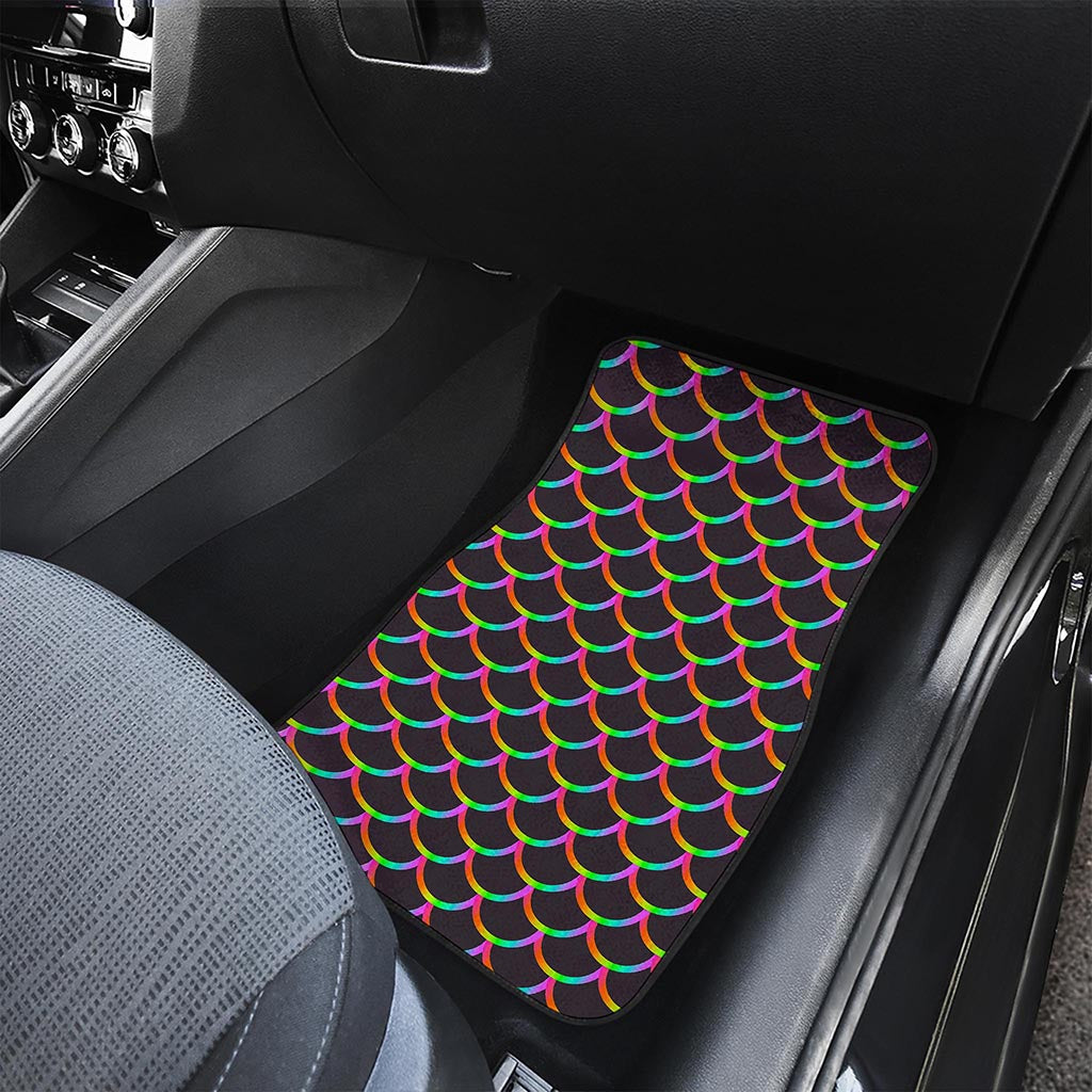 Black Mermaid Scales Pattern Print Front Car Floor Mats