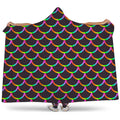 Black Mermaid Scales Pattern Print Hooded Blanket