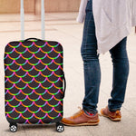 Black Mermaid Scales Pattern Print Luggage Cover GearFrost