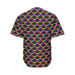 Black Mermaid Scales Pattern Print Men's Baseball Jersey