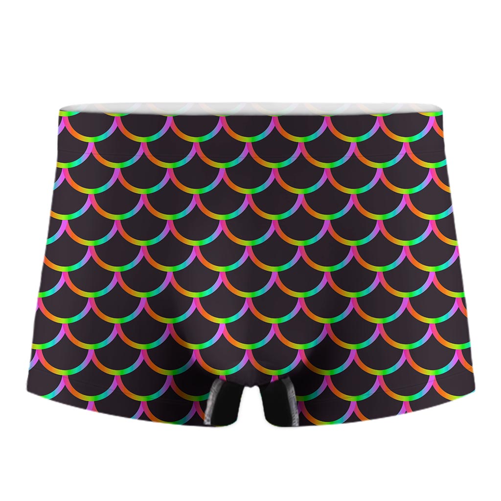 Black Mermaid Scales Pattern Print Men's Boxer Briefs