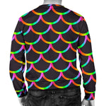 Black Mermaid Scales Pattern Print Men's Crewneck Sweatshirt GearFrost