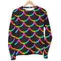 Black Mermaid Scales Pattern Print Men's Crewneck Sweatshirt