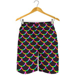 Black Mermaid Scales Pattern Print Men's Shorts