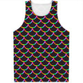 Black Mermaid Scales Pattern Print Men's Tank Top