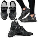 Black Mermaid Scales Pattern Print Mesh Knit Shoes GearFrost