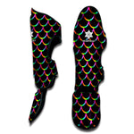 Black Mermaid Scales Pattern Print Muay Thai Shin Guard