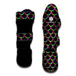 Black Mermaid Scales Pattern Print Muay Thai Shin Guard