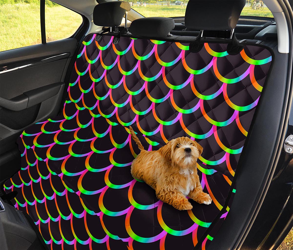 Black Mermaid Scales Pattern Print Pet Car Back Seat Cover