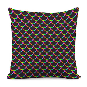 Black Mermaid Scales Pattern Print Pillow Cover