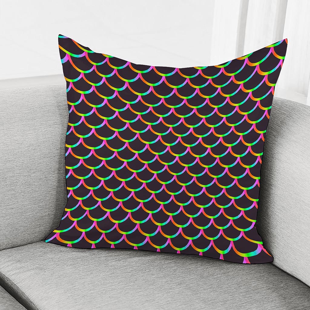 Black Mermaid Scales Pattern Print Pillow Cover