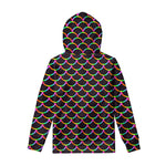 Black Mermaid Scales Pattern Print Pullover Hoodie