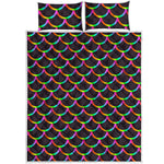 Black Mermaid Scales Pattern Print Quilt Bed Set