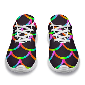 Black Mermaid Scales Pattern Print Sport Shoes GearFrost