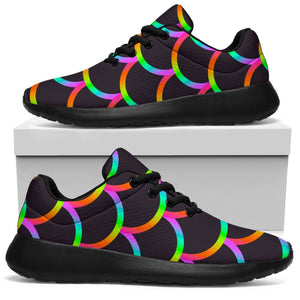 Black Mermaid Scales Pattern Print Sport Shoes GearFrost