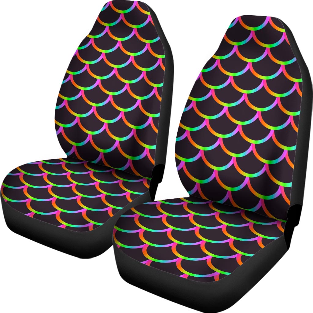 Black Mermaid Scales Pattern Print Universal Fit Car Seat Covers