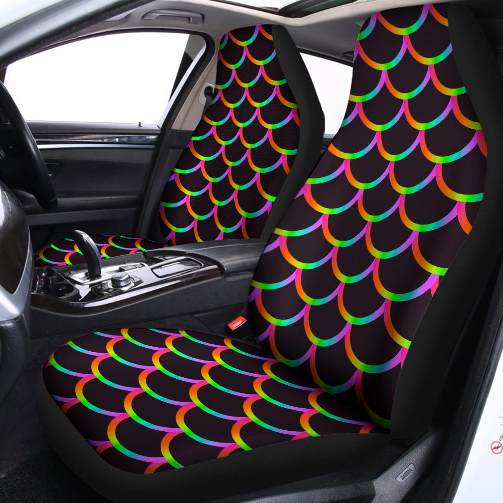 Black Mermaid Scales Pattern Print Universal Fit Car Seat Covers