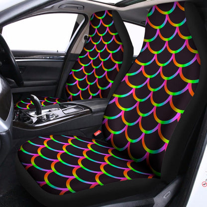 Black Mermaid Scales Pattern Print Universal Fit Car Seat Covers